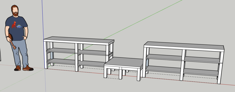 Skiss på bänkar gjorda i Sketchup.