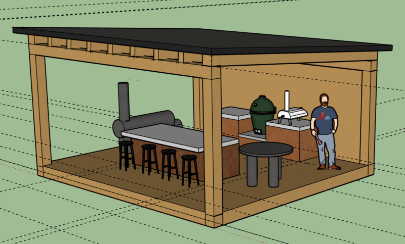 Bygga utekök med design av utekök i Sketchup.